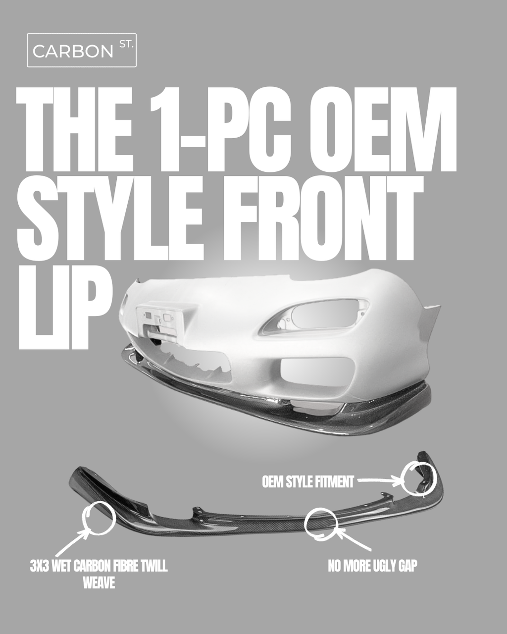 (PRE-ORDER 5 Weeks) Mazda RX7 FD3S Carbon Fiber OEM style 1 PC Front Lip